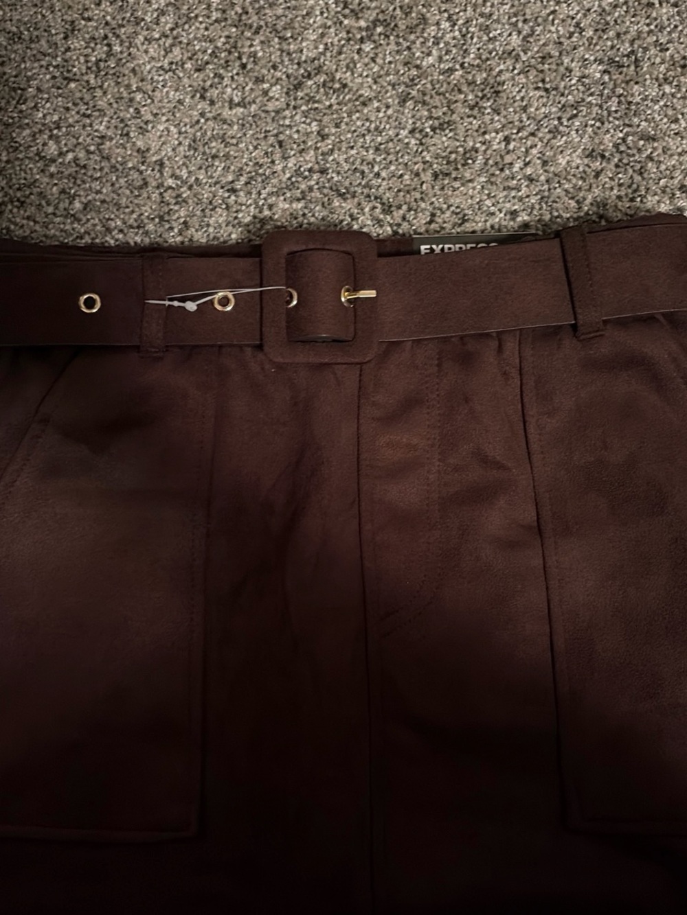 Express Men’s Dark Brown Corduroy Belted Pants